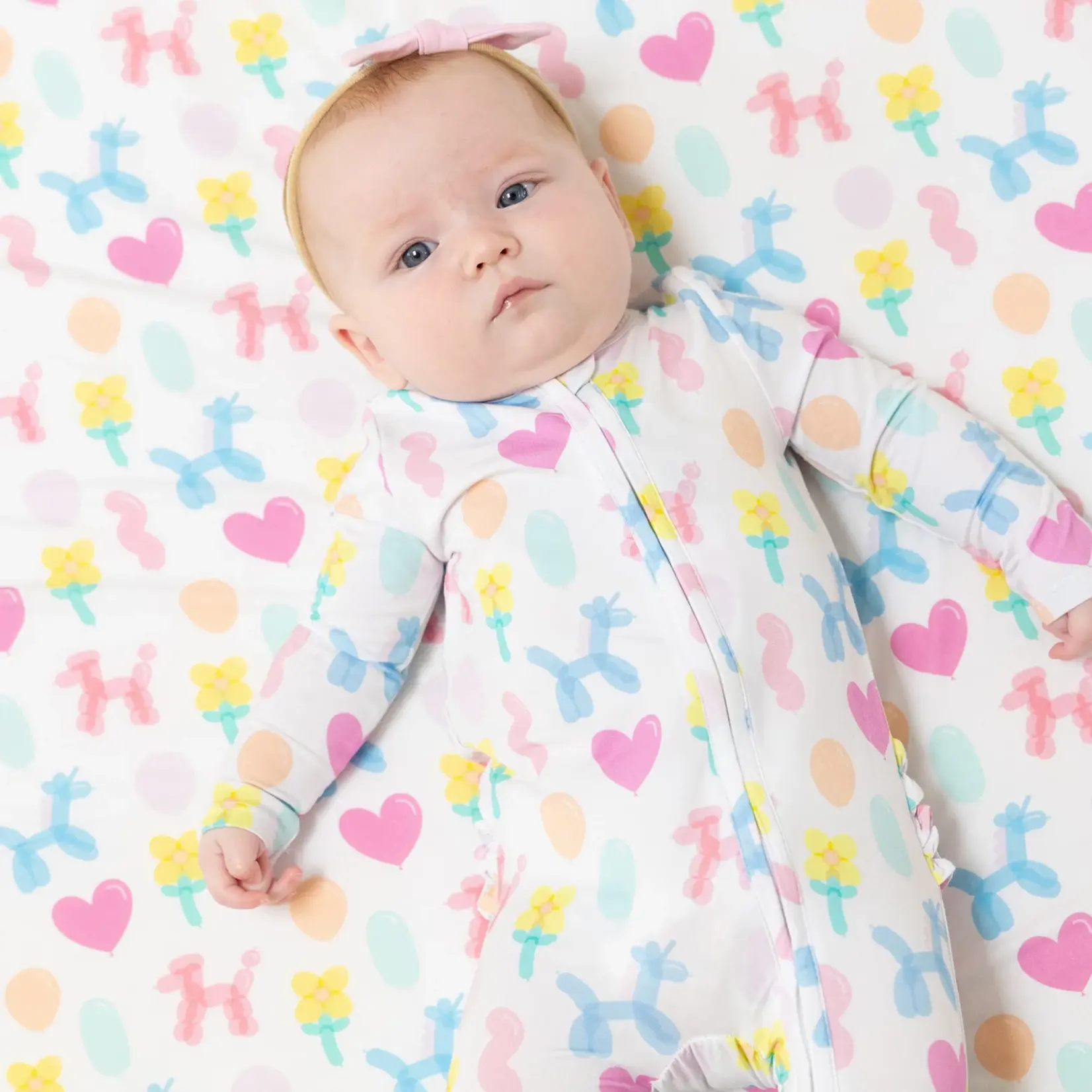 Angel Dear Balloon Animals Pink - 2 Way Zipper Ruffle Back Footie