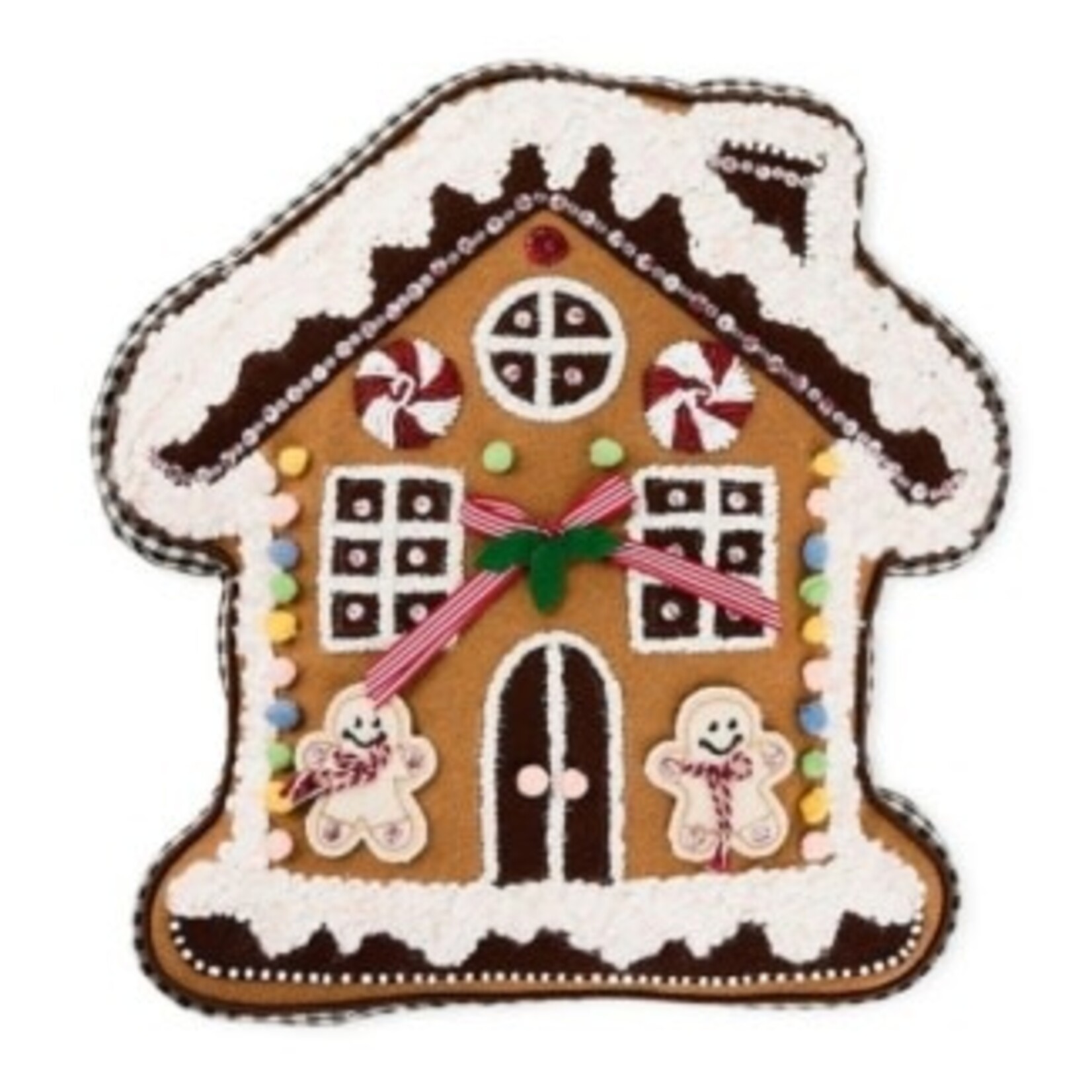 MacKenzie-Childs gingerbread house shaped throw pillow