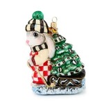 MacKenzie-Childs check it out christmas hare glass ornament