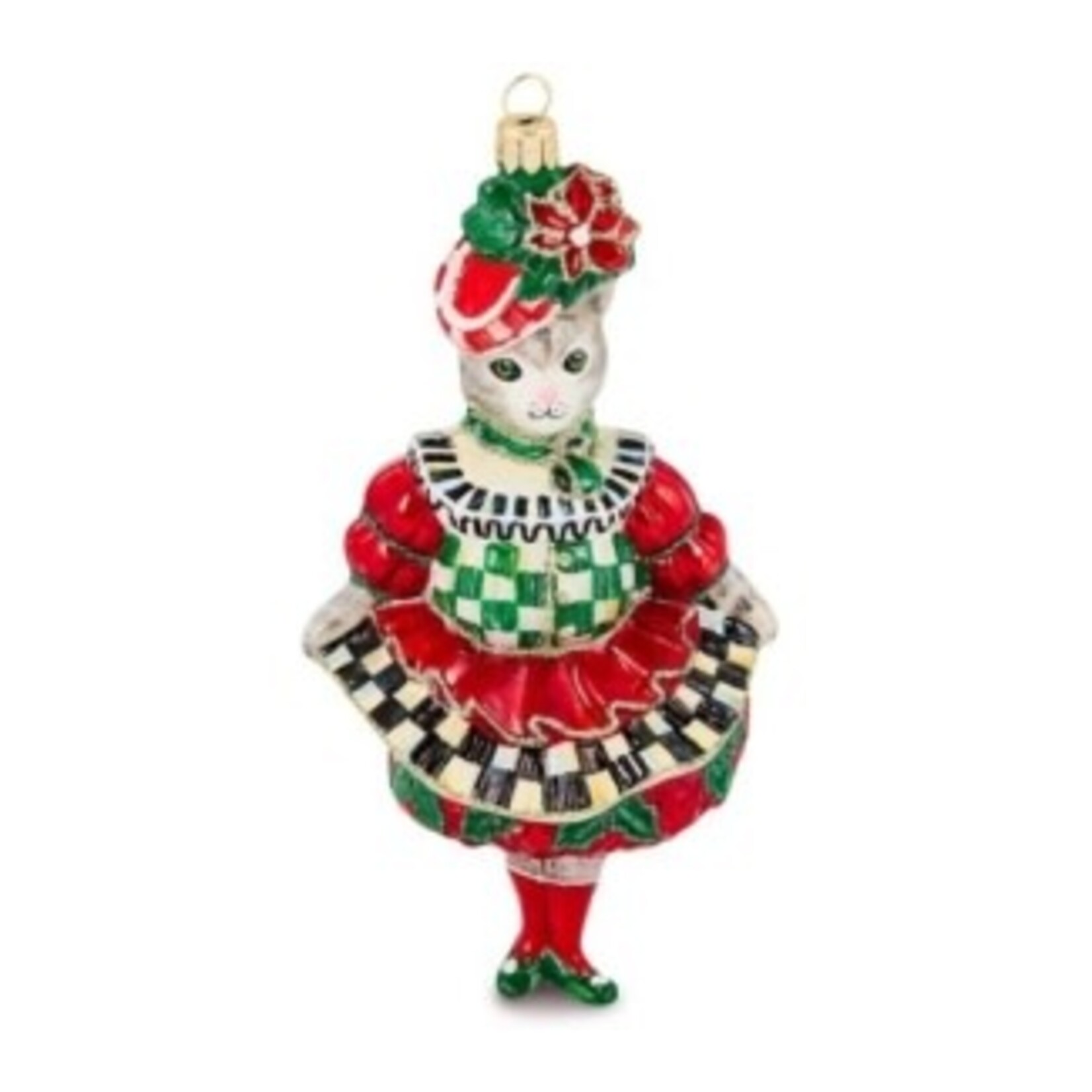 MacKenzie-Childs check it out miss kitty glass ornament