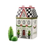 MacKenzie-Childs holly village illuminated ceramic cottage
