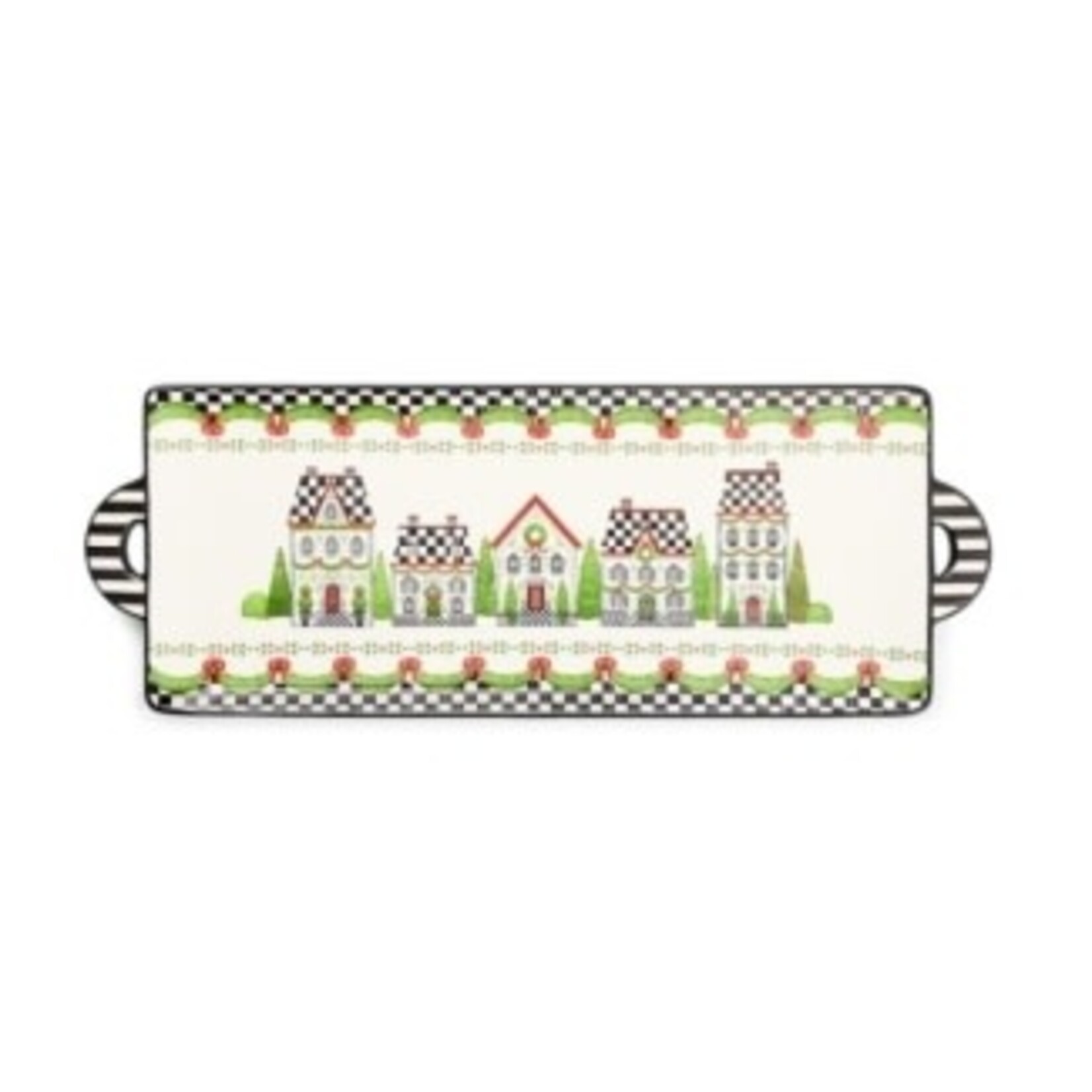 MacKenzie-Childs holly village ceramic rectangular platter
