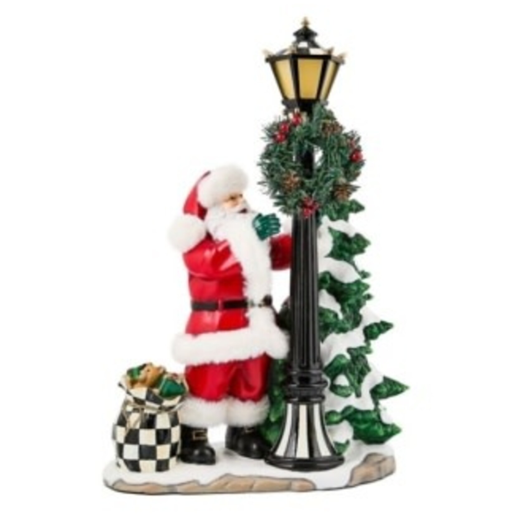 MacKenzie-Childs santa by lamp post illuminated figure