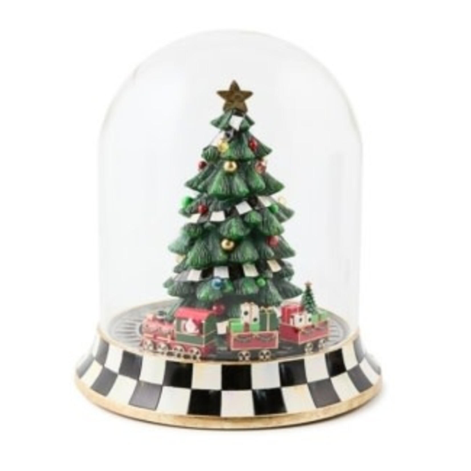 MacKenzie-Childs christmas tree train music box cloche