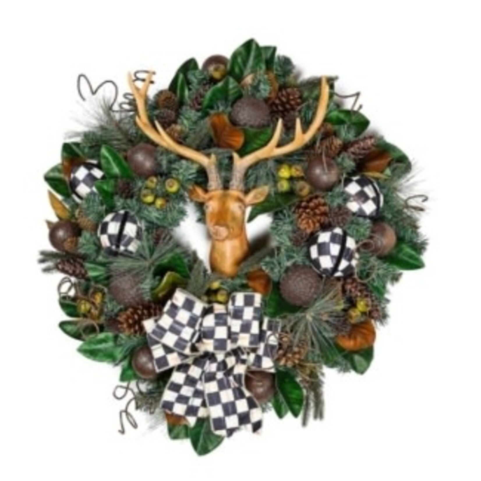 MacKenzie-Childs farmhouse deer illuminated 26" wreath