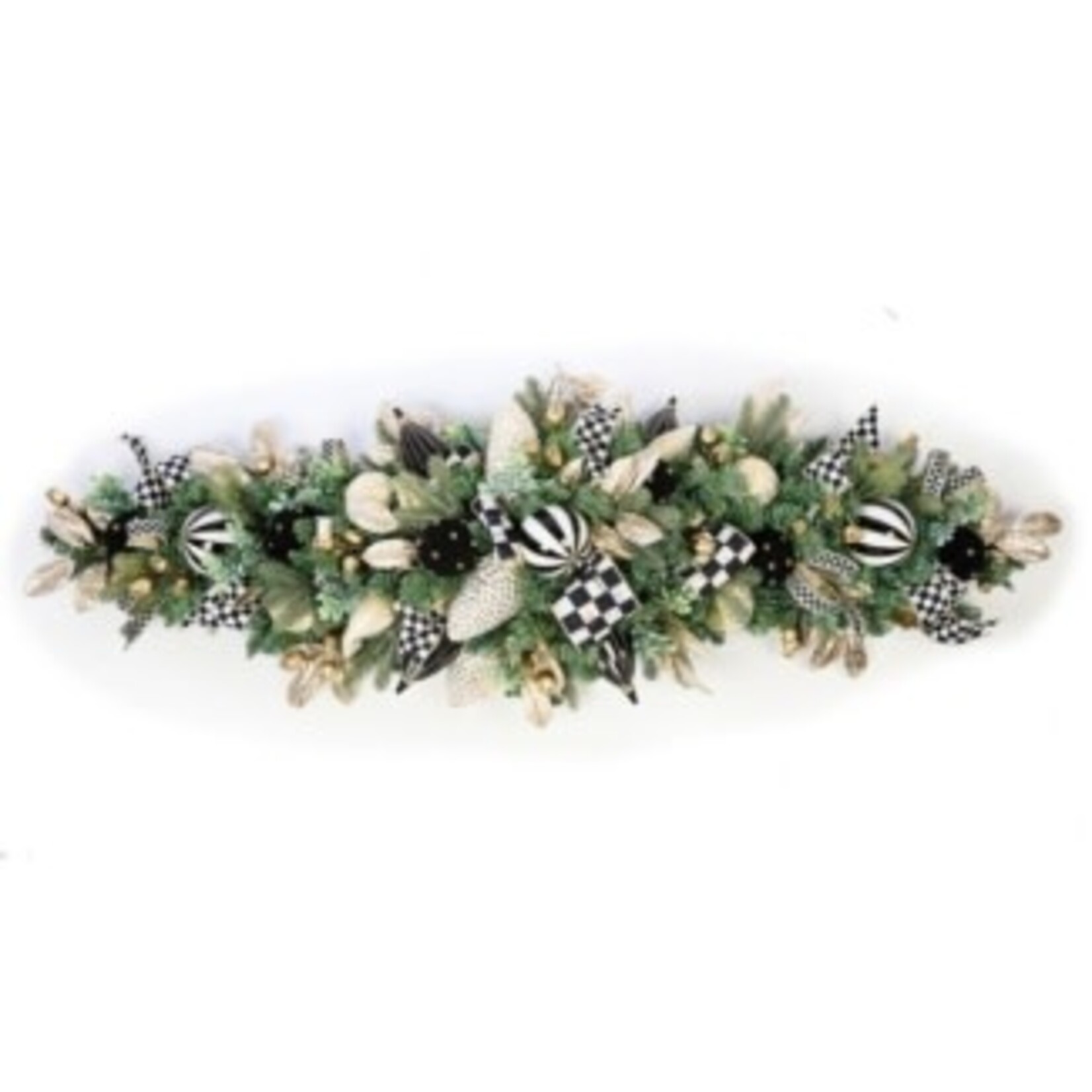 MacKenzie-Childs courtly noel illuminated mantel arrangement