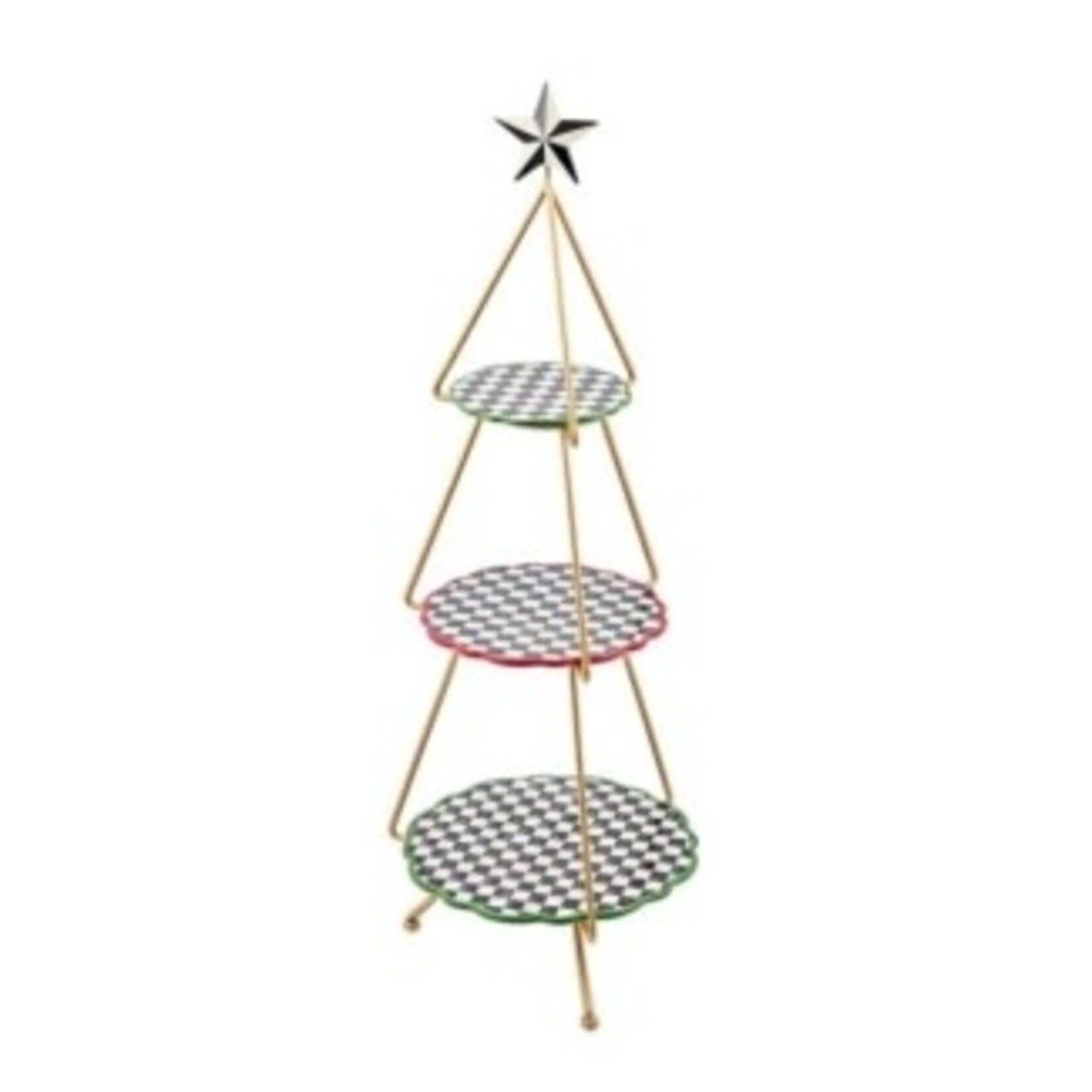 MacKenzie-Childs check it out tree tiered plate stand