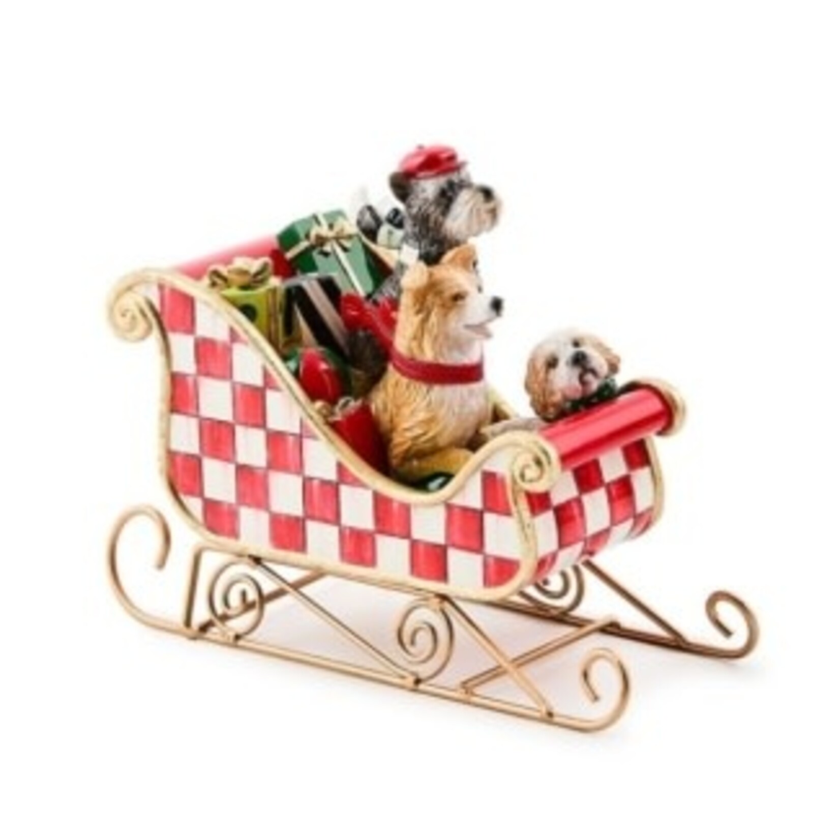 MacKenzie-Childs check it out dog sleigh figurine