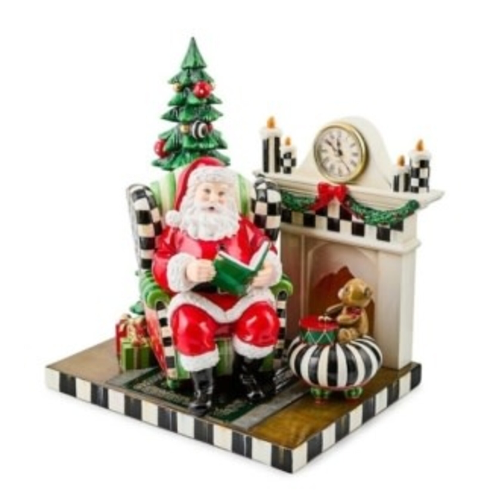 MacKenzie-Childs check it out santa by fireplace illuminated figurine