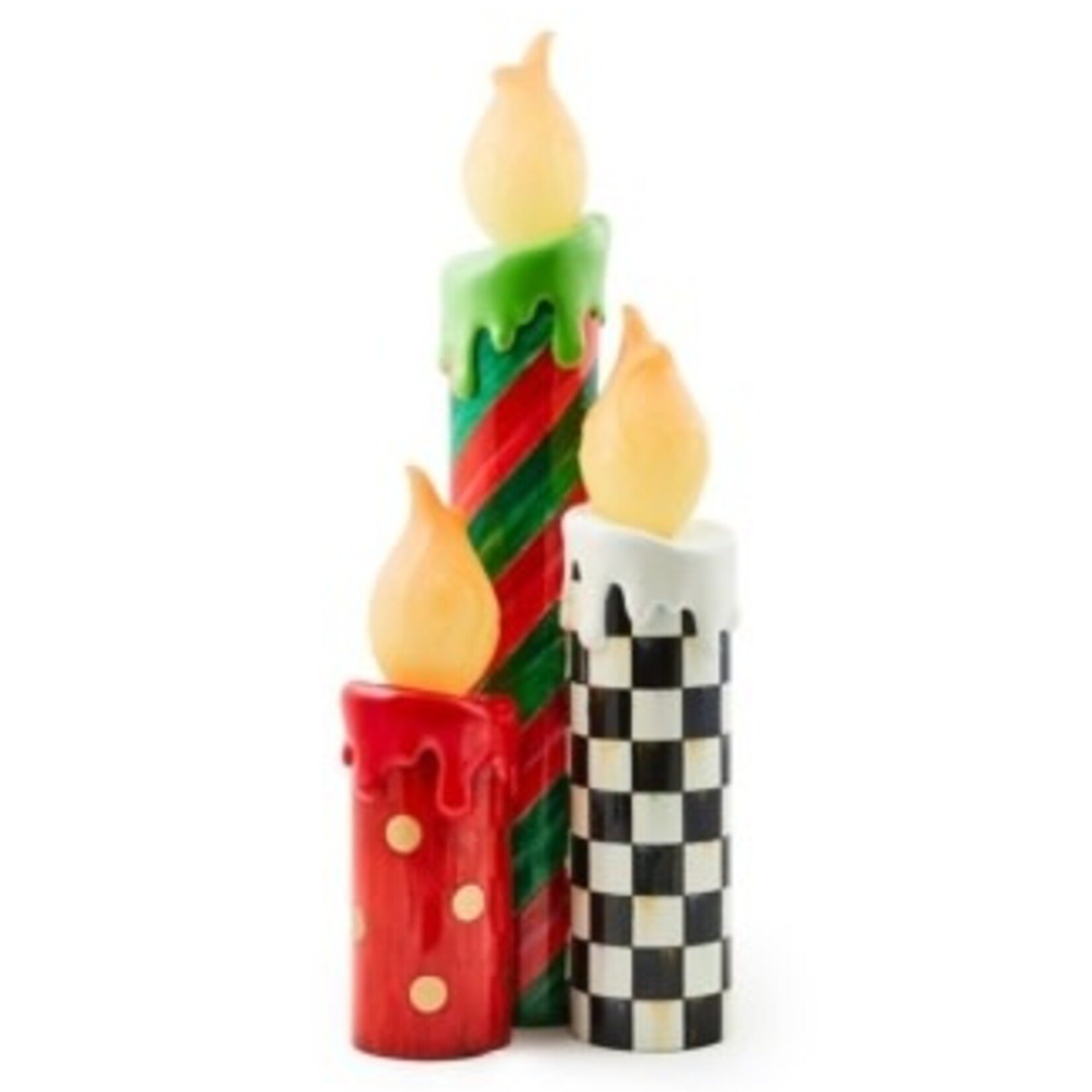 MacKenzie-Childs cozy christmas illuminated melting candle cluster