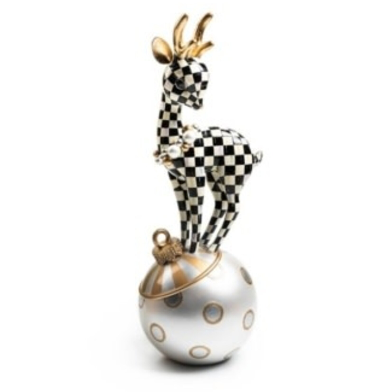 MacKenzie-Childs courtly check gold deary deer on ornament