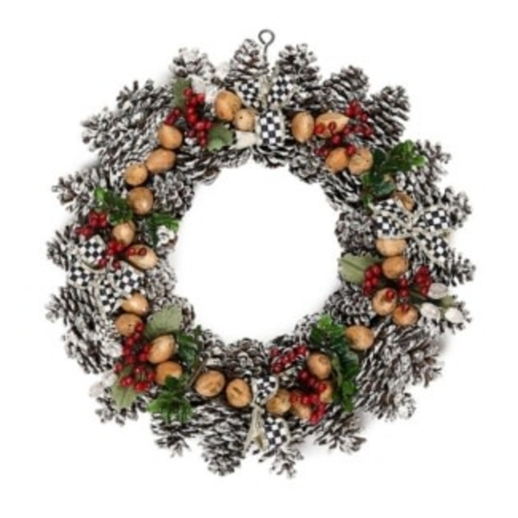 MacKenzie-Childs holly pinecone 16" wreath