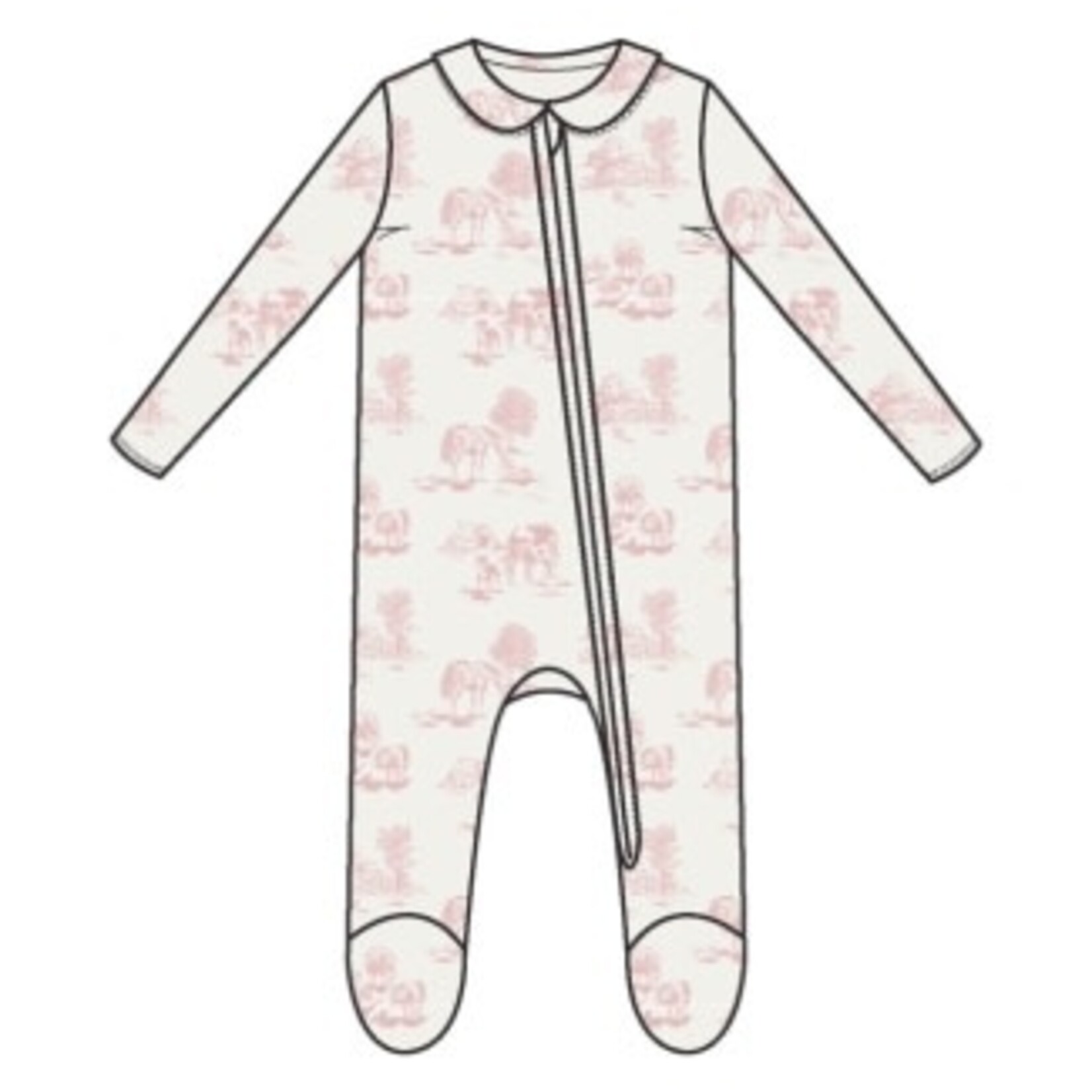 Angel Dear Farm Toile - Pink - Peter Pan 2 Way Zipper Footie