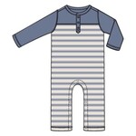 Angel Dear Vintage Stripe - Blue - Romper W/ Contrast Sleeves