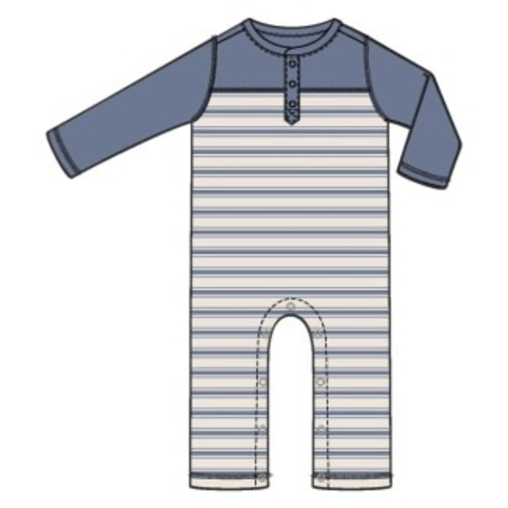 Angel Dear Vintage Stripe - Blue - Romper W/ Contrast Sleeves