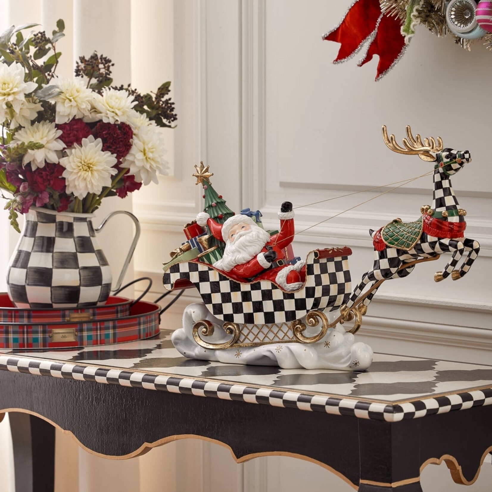 MacKenzie-Childs granny kitsch illuminated sleigh ride santa