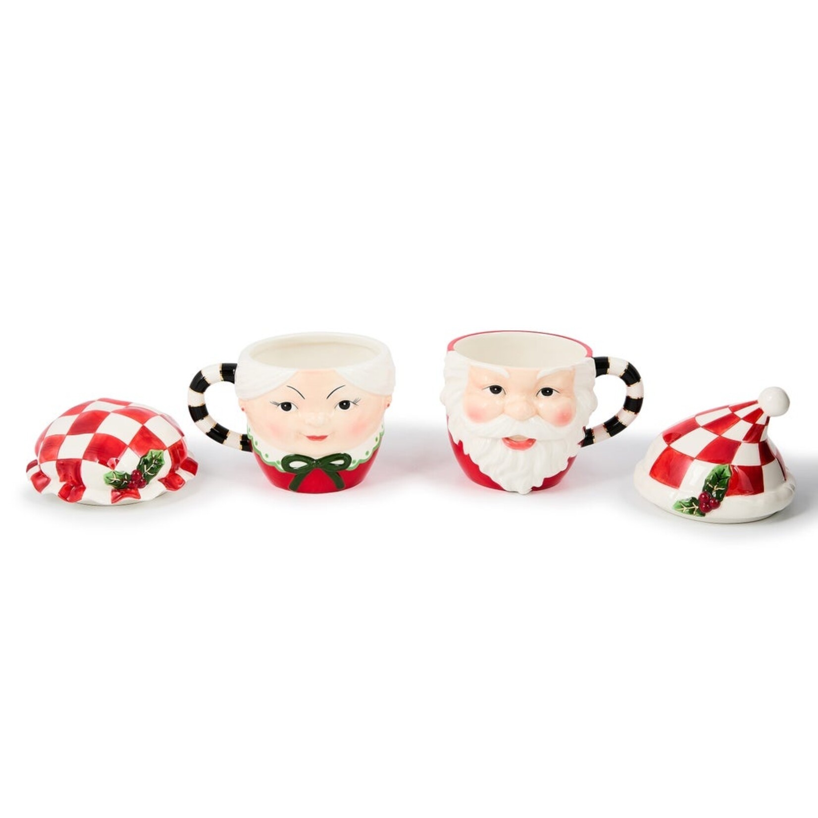 MacKenzie-Childs check it out mr. & mrs. claus mugs, set of 2