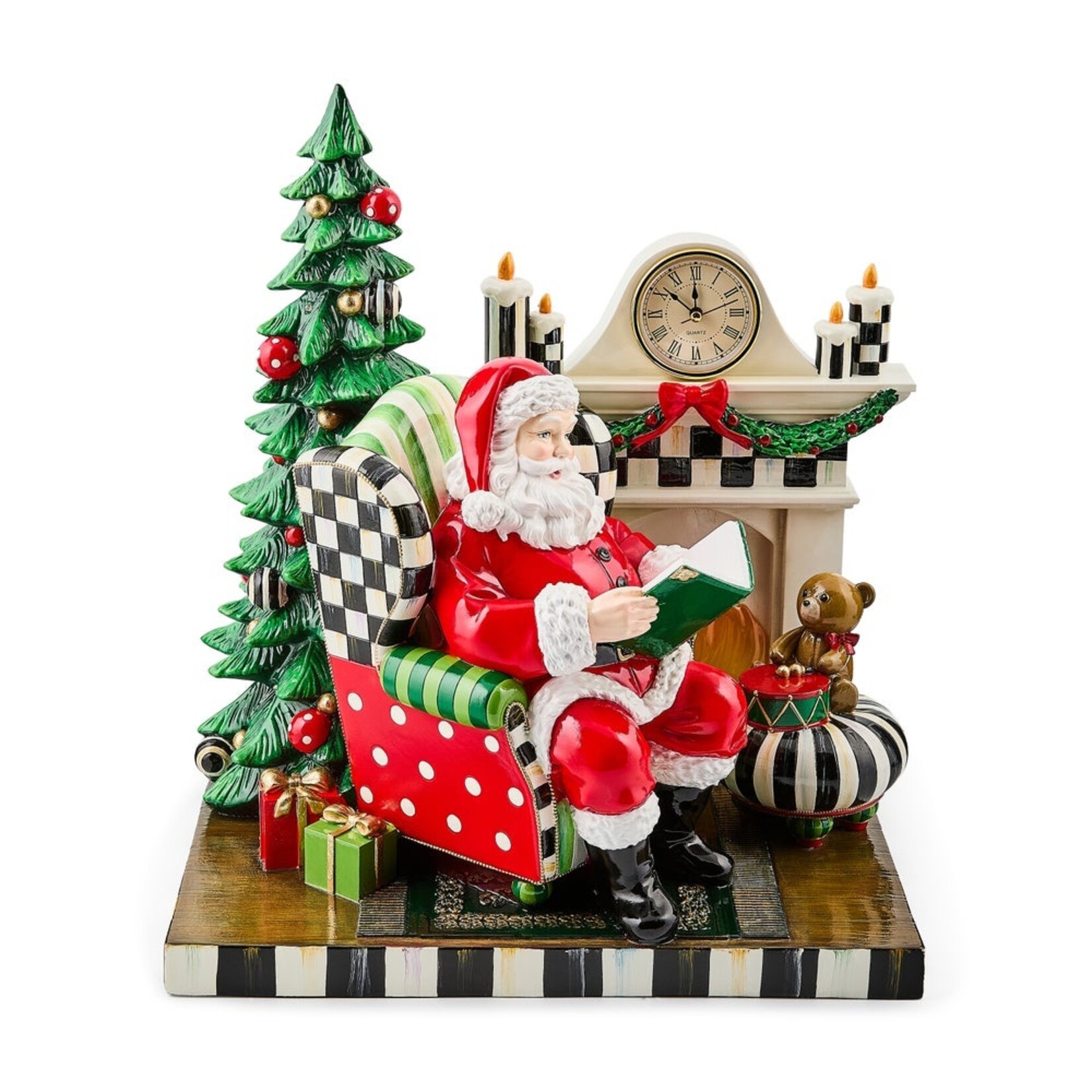 MacKenzie-Childs check it out santa by fireplace illuminated figurine
