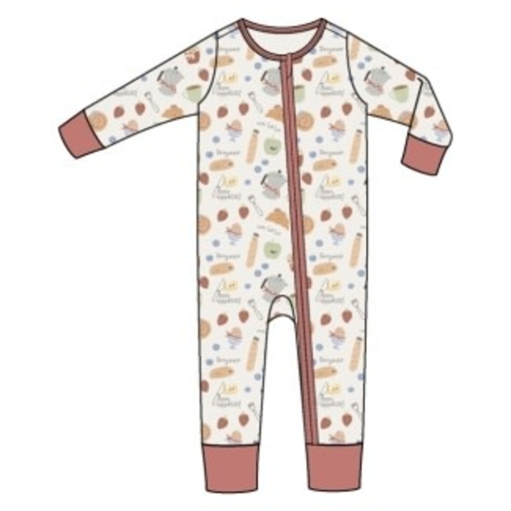 Angel Dear Bonjour Breakfast - 2 Way Zipper Romper