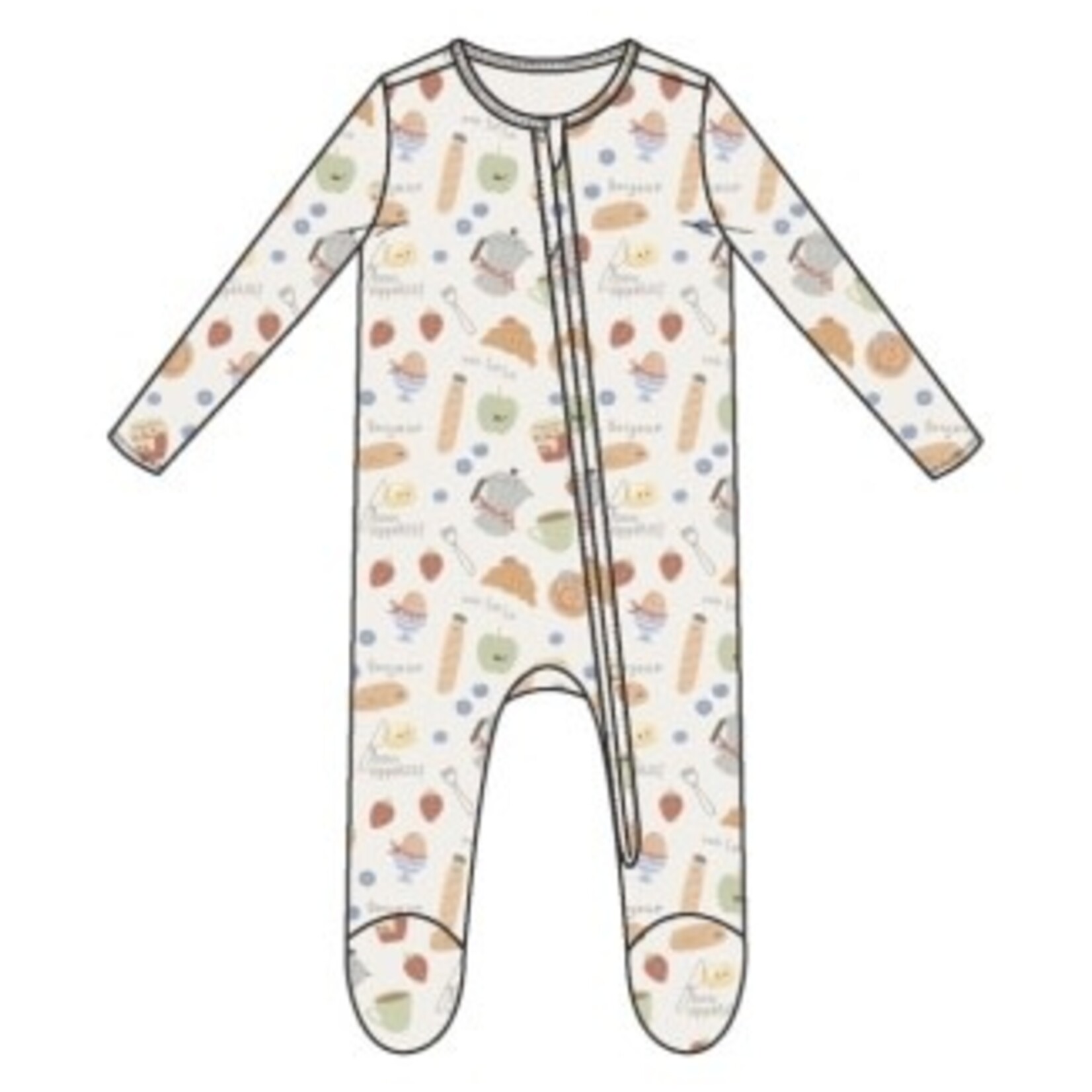 Angel Dear Bonjour Breakfast - 2 Way Zipper Footie