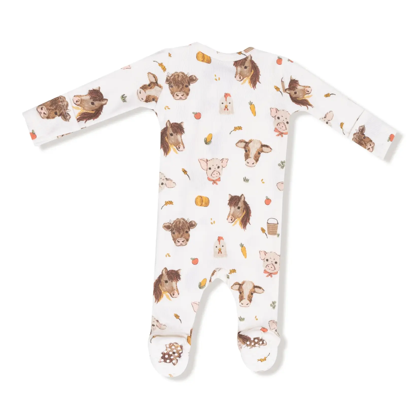 Angel Dear Vintage Baby Farm Animals - 2 Way Zipper Footie