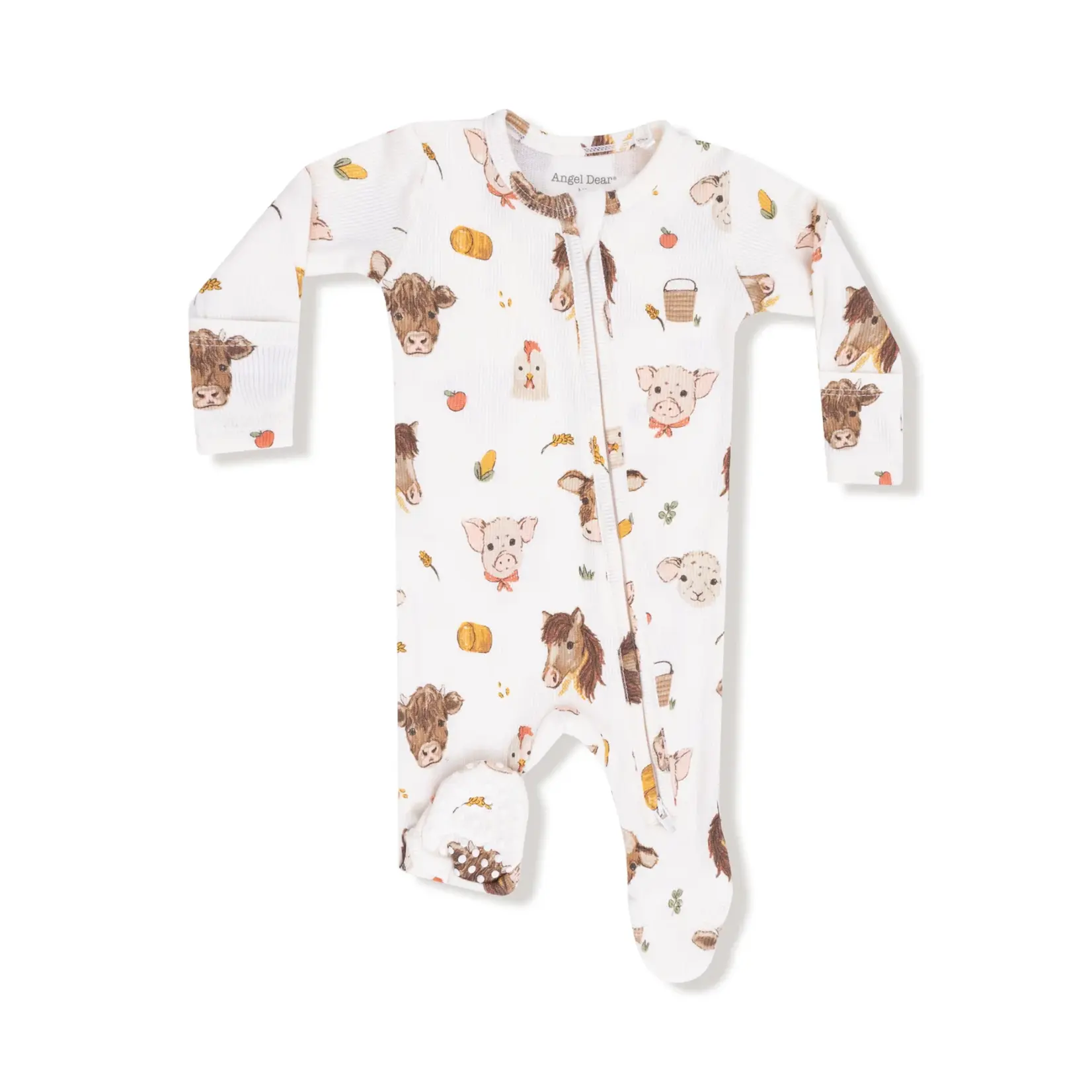 Angel Dear Vintage Baby Farm Animals - 2 Way Zipper Footie
