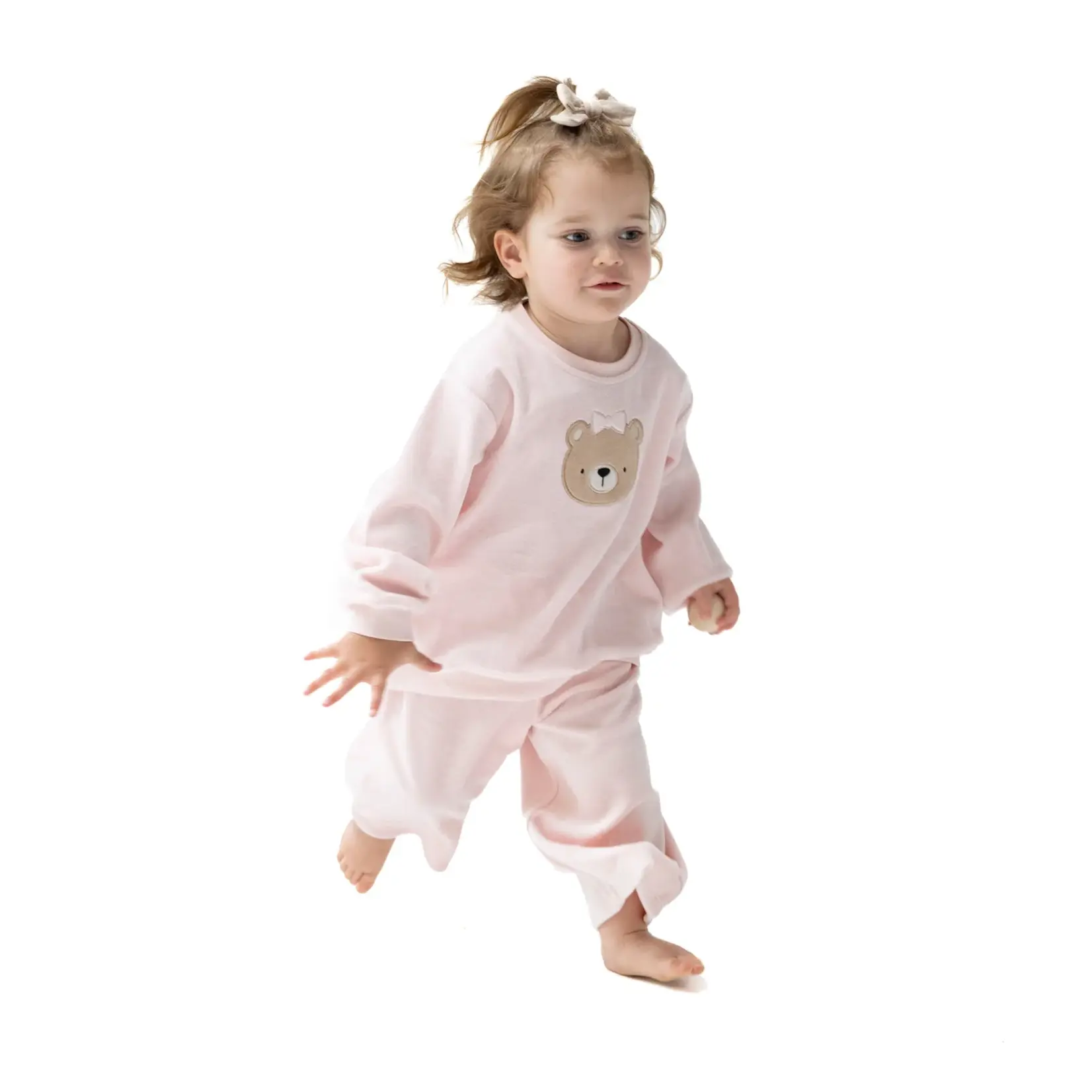 Angel Dear Velour Teddy Bear - L/S Oversized Shirt w/ Petal Pocket + Wide Leg Pant