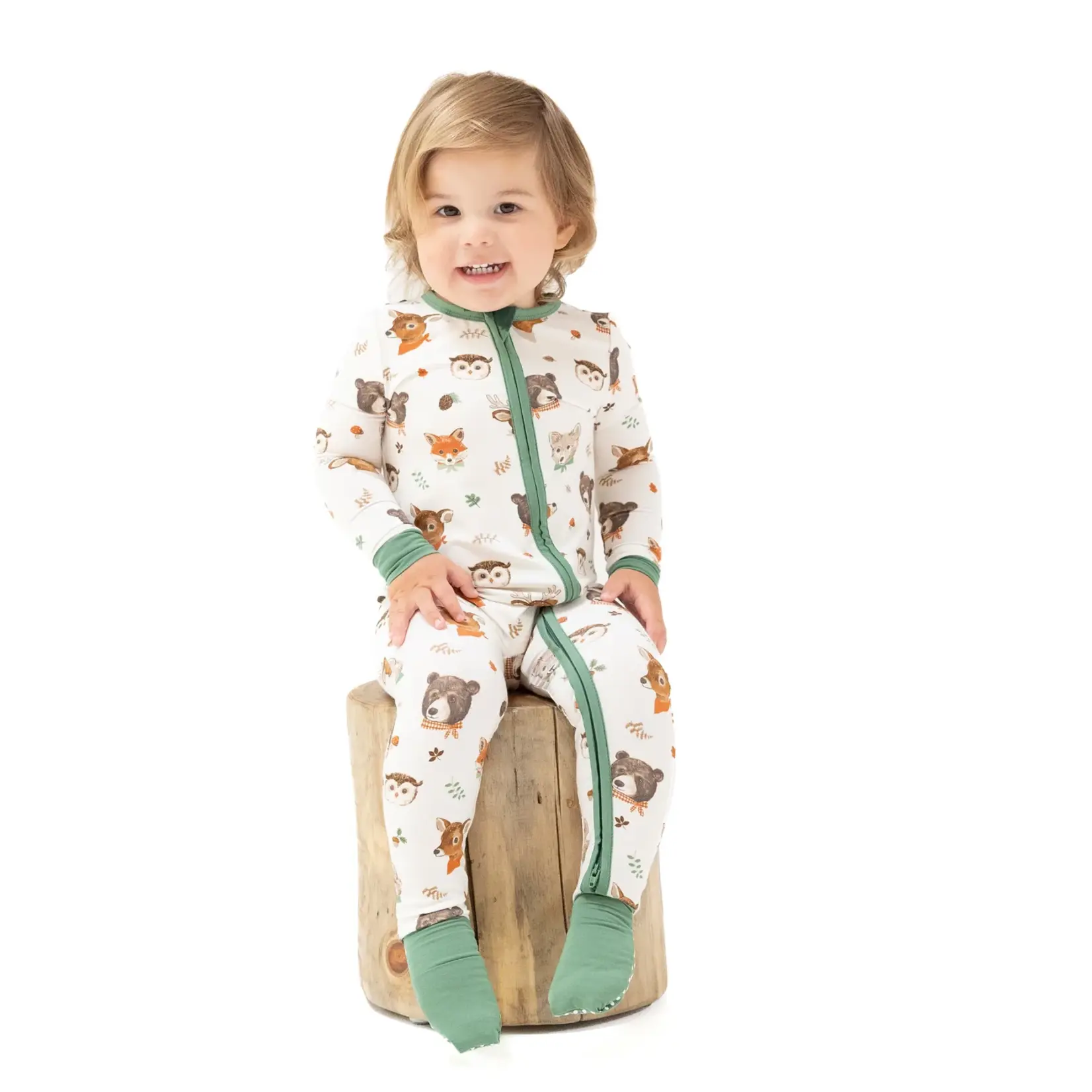Angel Dear Woodland Animal Faces - 2 Way Zipper Romper