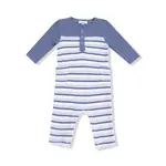 Angel Dear Vintage Stripe - Blue - Romper W/ Contrast Sleeves