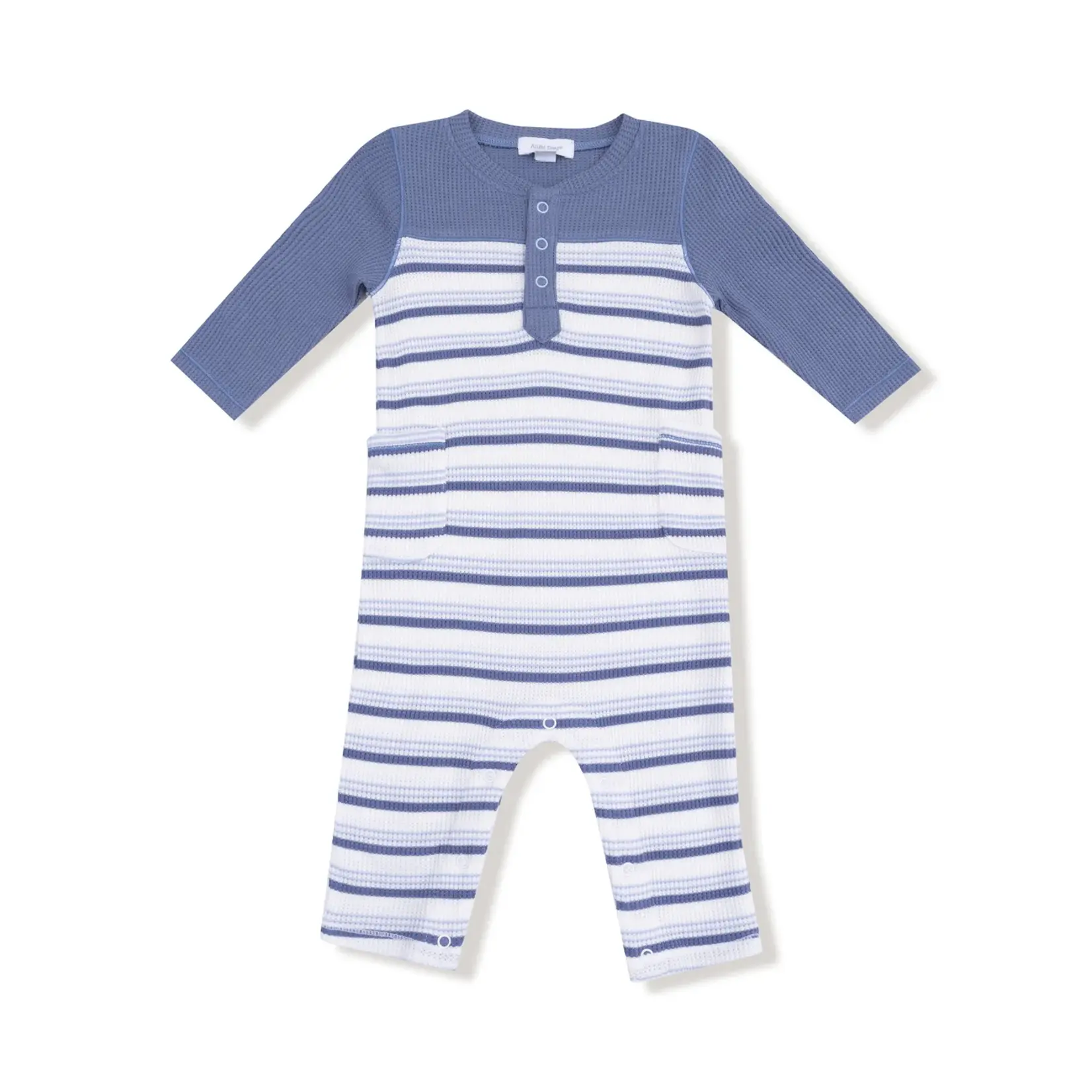 Angel Dear Vintage Stripe - Blue - Romper W/ Contrast Sleeves