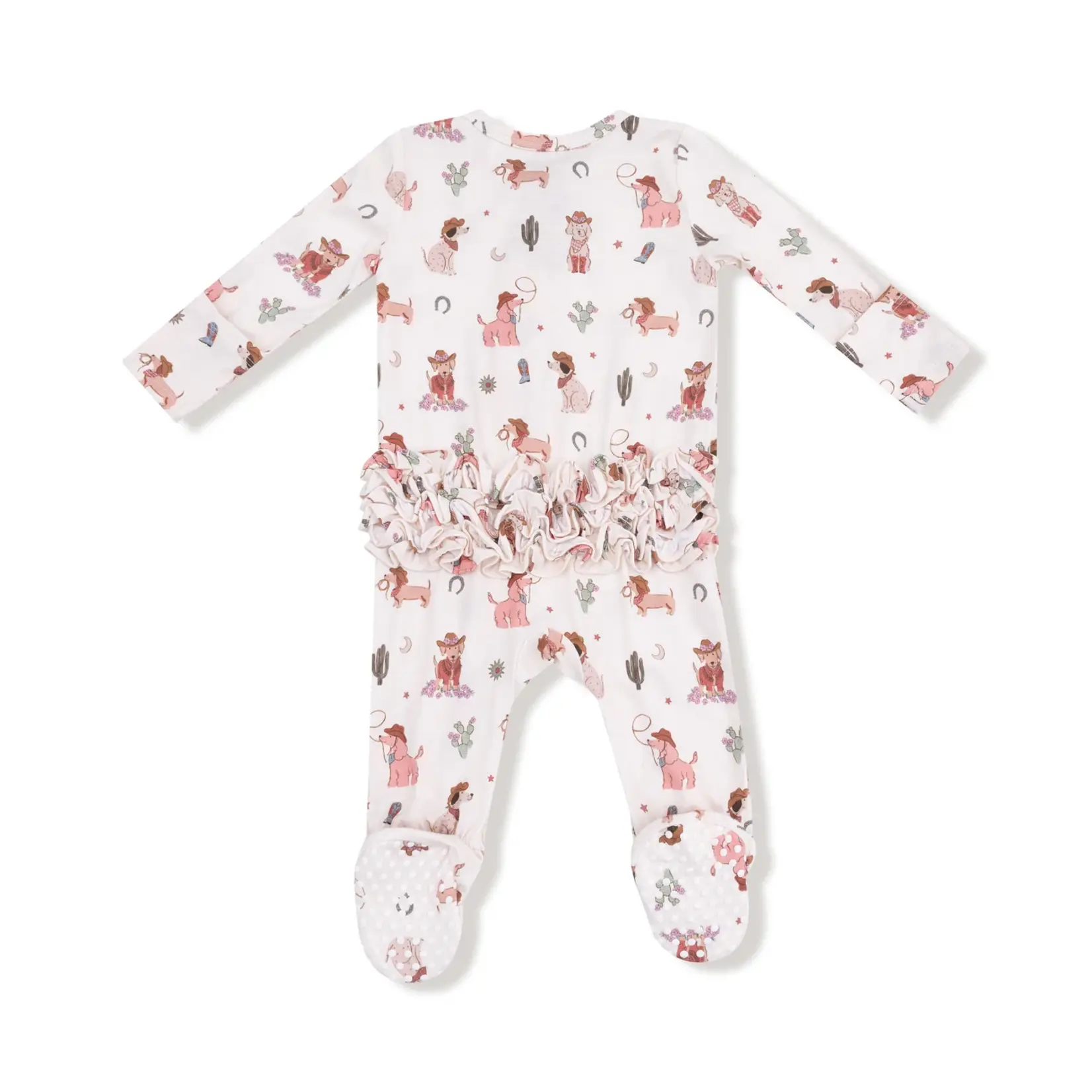 Angel Dear Cowgirl Dogs  - 2 Way Zipper Ruffle Back Footie