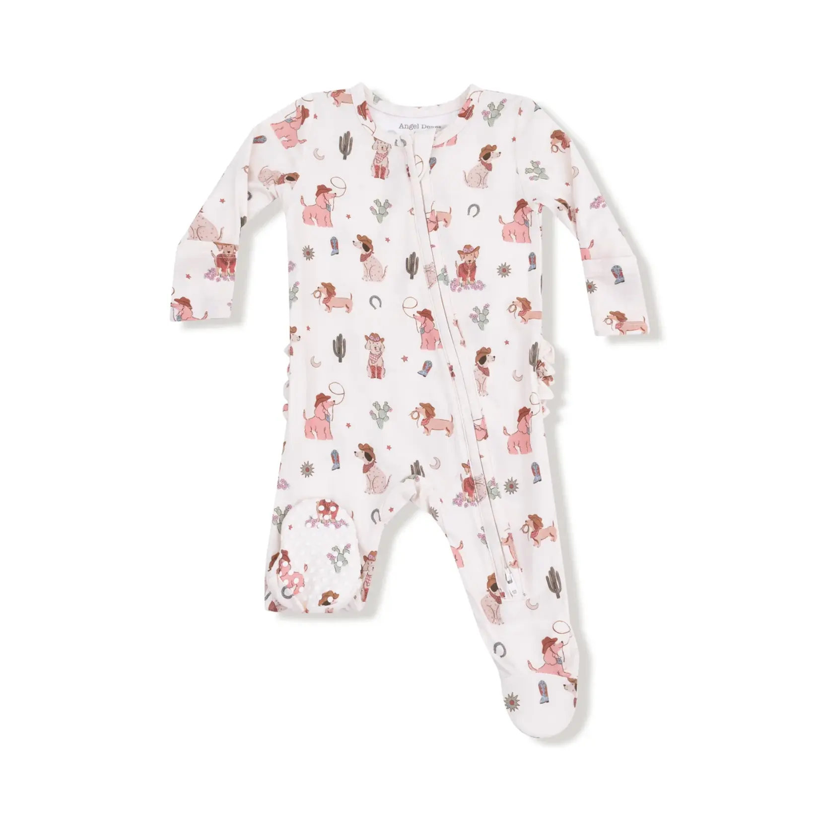 Angel Dear Cowgirl Dogs  - 2 Way Zipper Ruffle Back Footie
