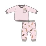 Angel Dear Best Friend Dogs - French Terry - Pink - Drop Sleeve Sweatshirt w/ Embroidered Dog Pocket and Jogger