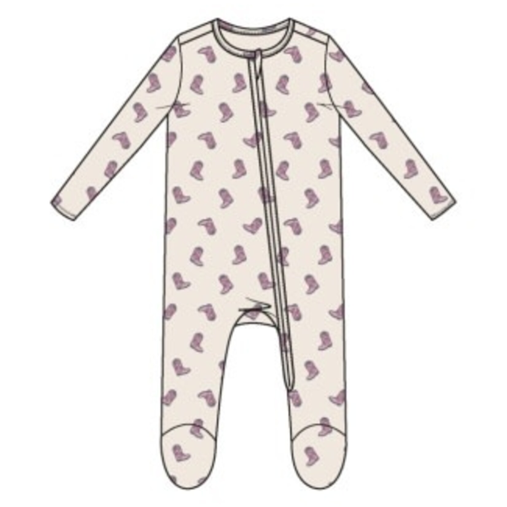 Angel Dear Petite Cowgirl Boots - 2 Way Zipper Ruffle Back Footie