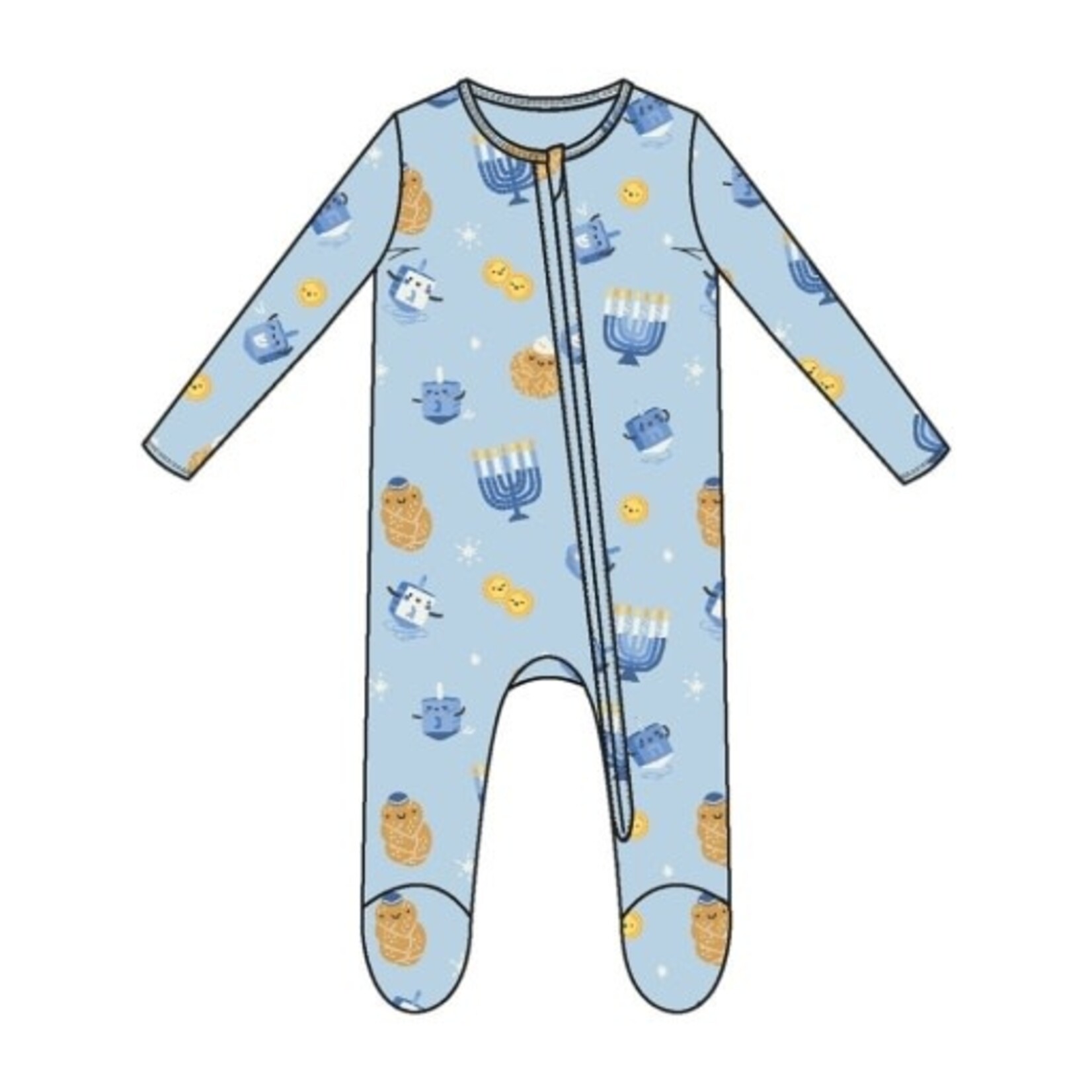 Angel Dear Hanukkah - Blue - 2 Way Zipper Footie