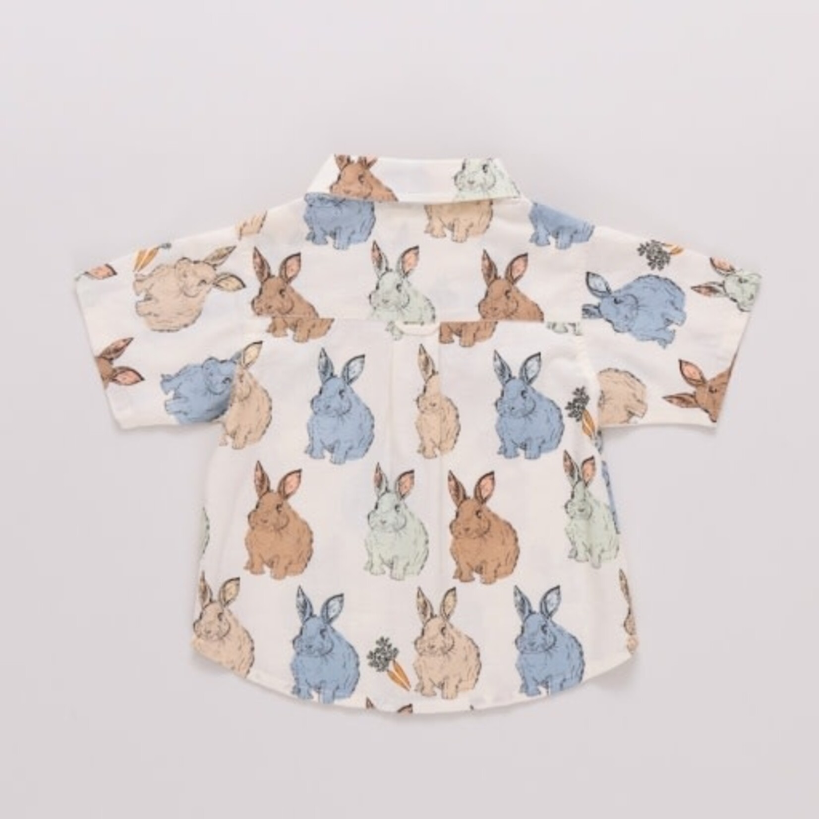 Pink Chicken boys jack shirt - blue vintage bunnies