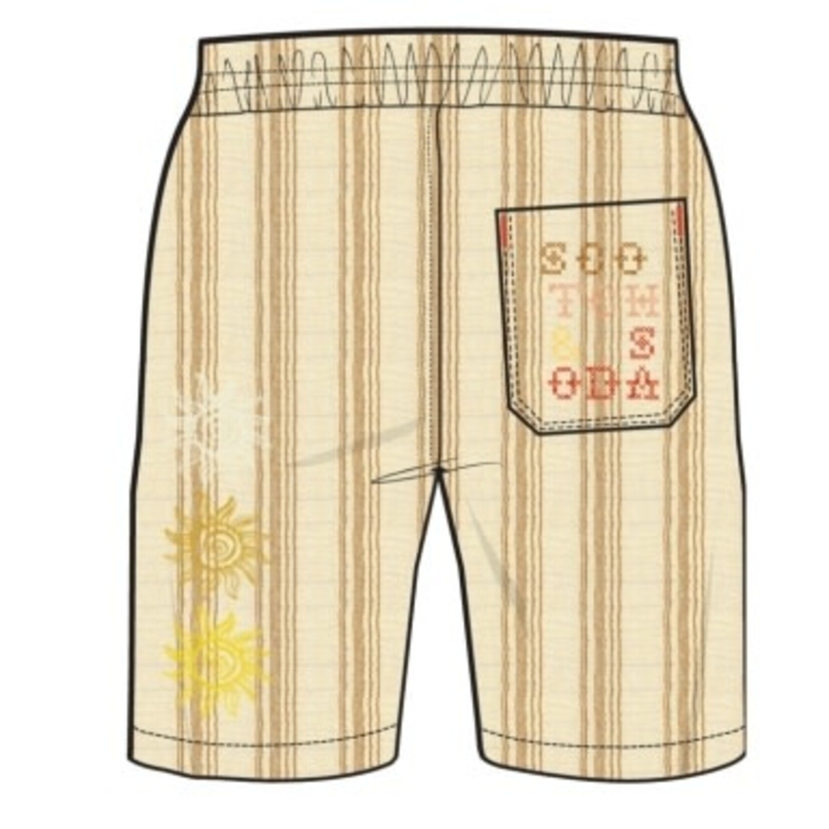 United Legwear PLACED EMBROIDERY STRIPE COTTON SHORTS