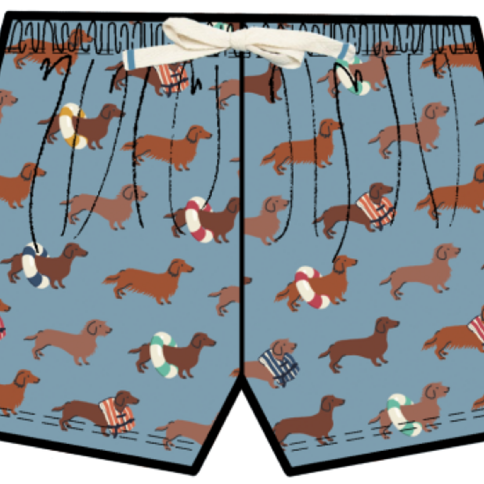 Pink Chicken boys swim trunk - swim dachshunds