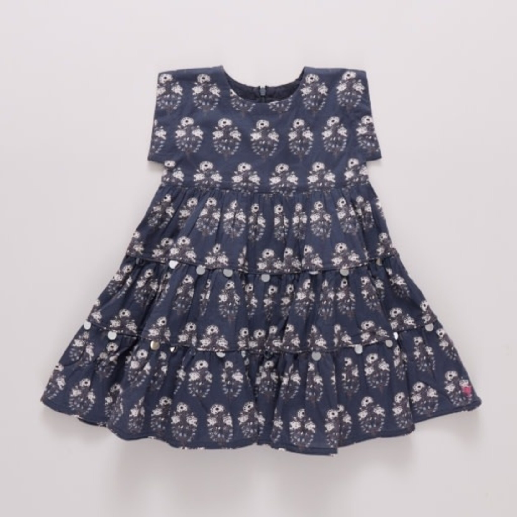 Pink Chicken girls peachy dress - navy strawflower