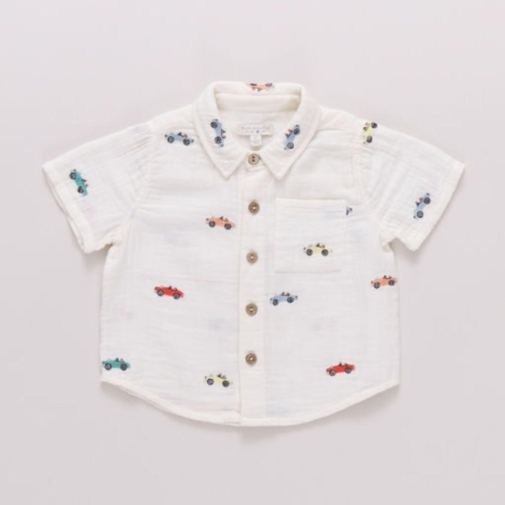 Pink Chicken boys jack shirt - vintage car embroidery