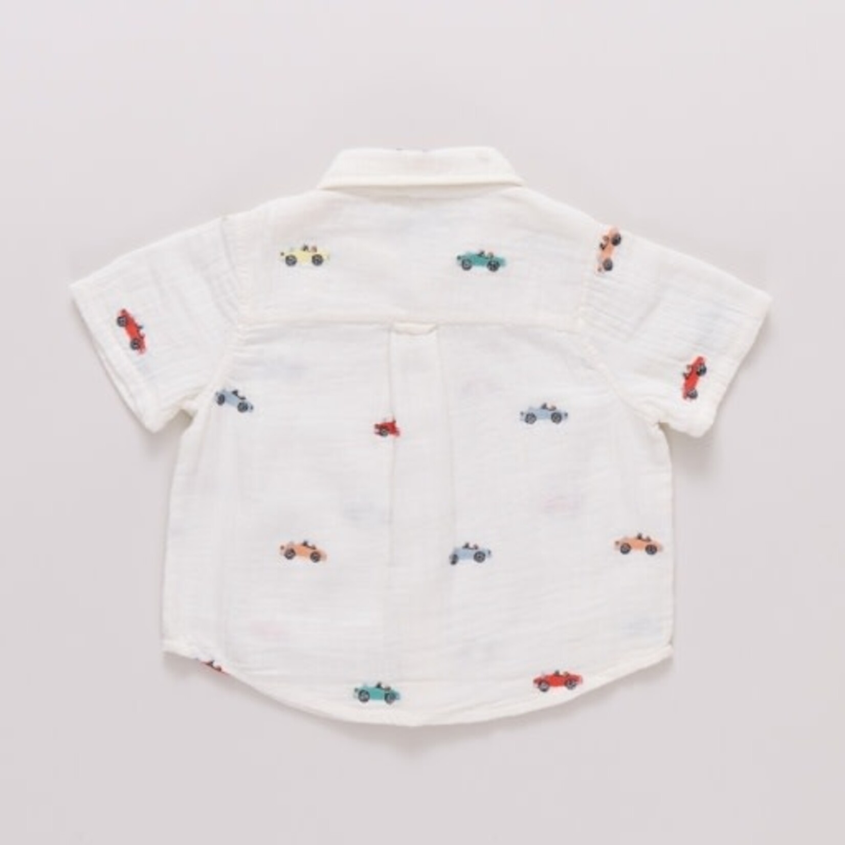 Pink Chicken boys jack shirt - vintage car embroidery