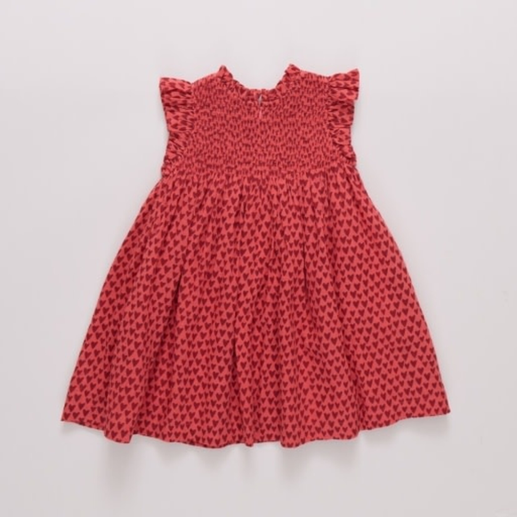 Pink Chicken girls stevie dress - red mini hearts