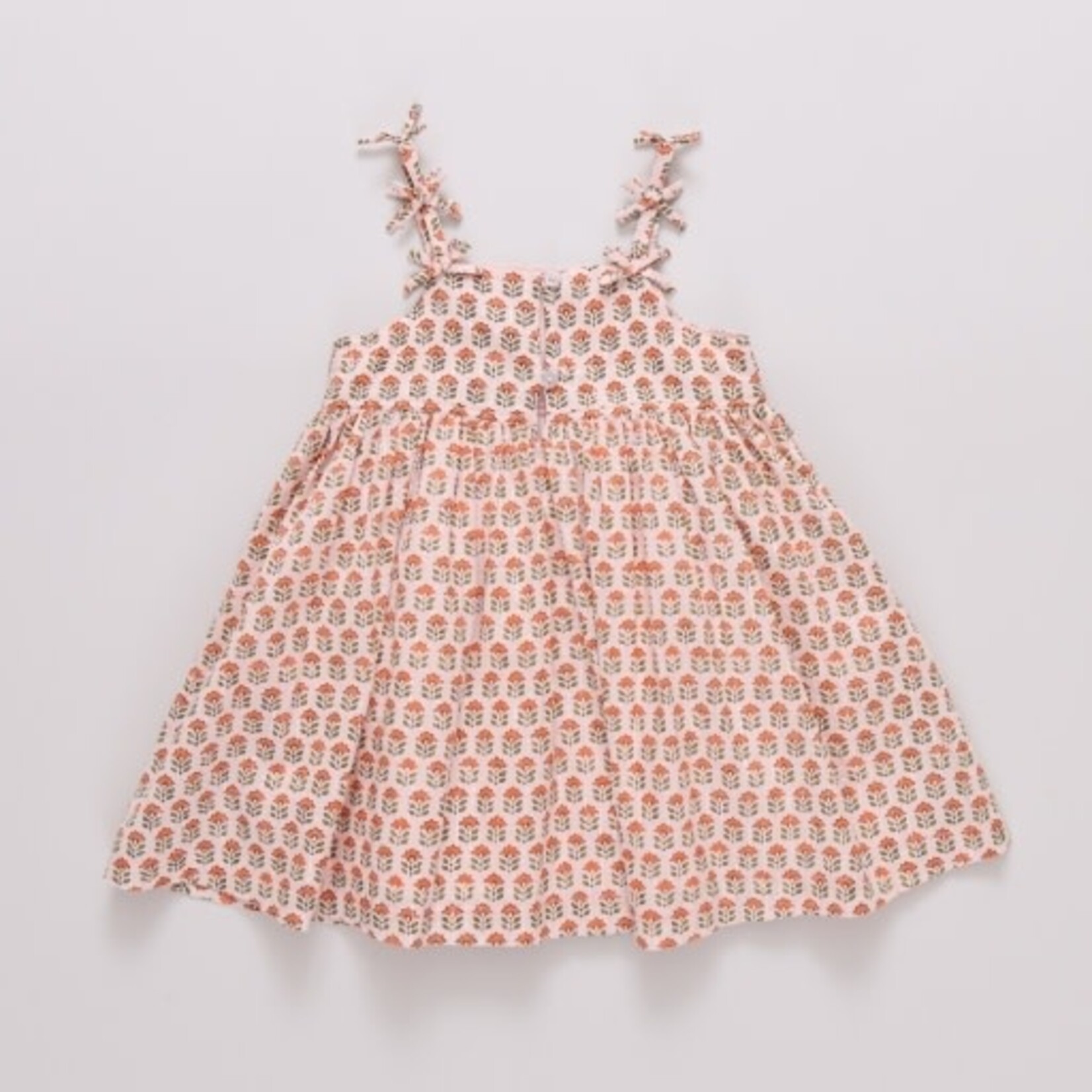 Pink Chicken girls tia dress - pink prairie block print