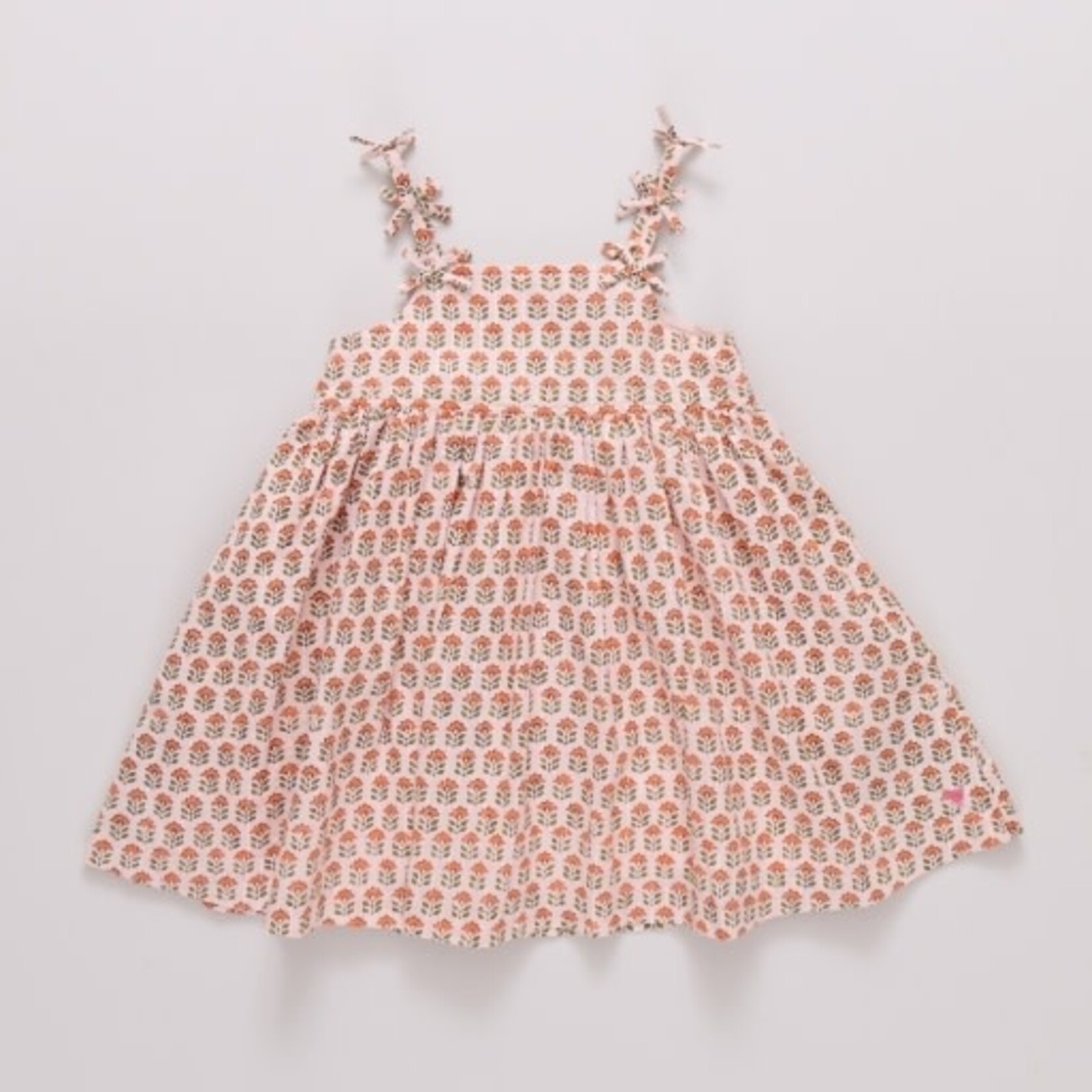 Pink Chicken girls tia dress - pink prairie block print