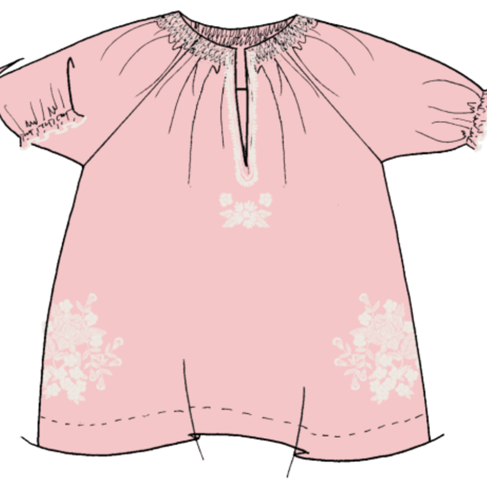 Pink Chicken girls ava dress - gardenia white embroidery