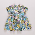 Pink Chicken girls autumn dress - blue large sketched floral