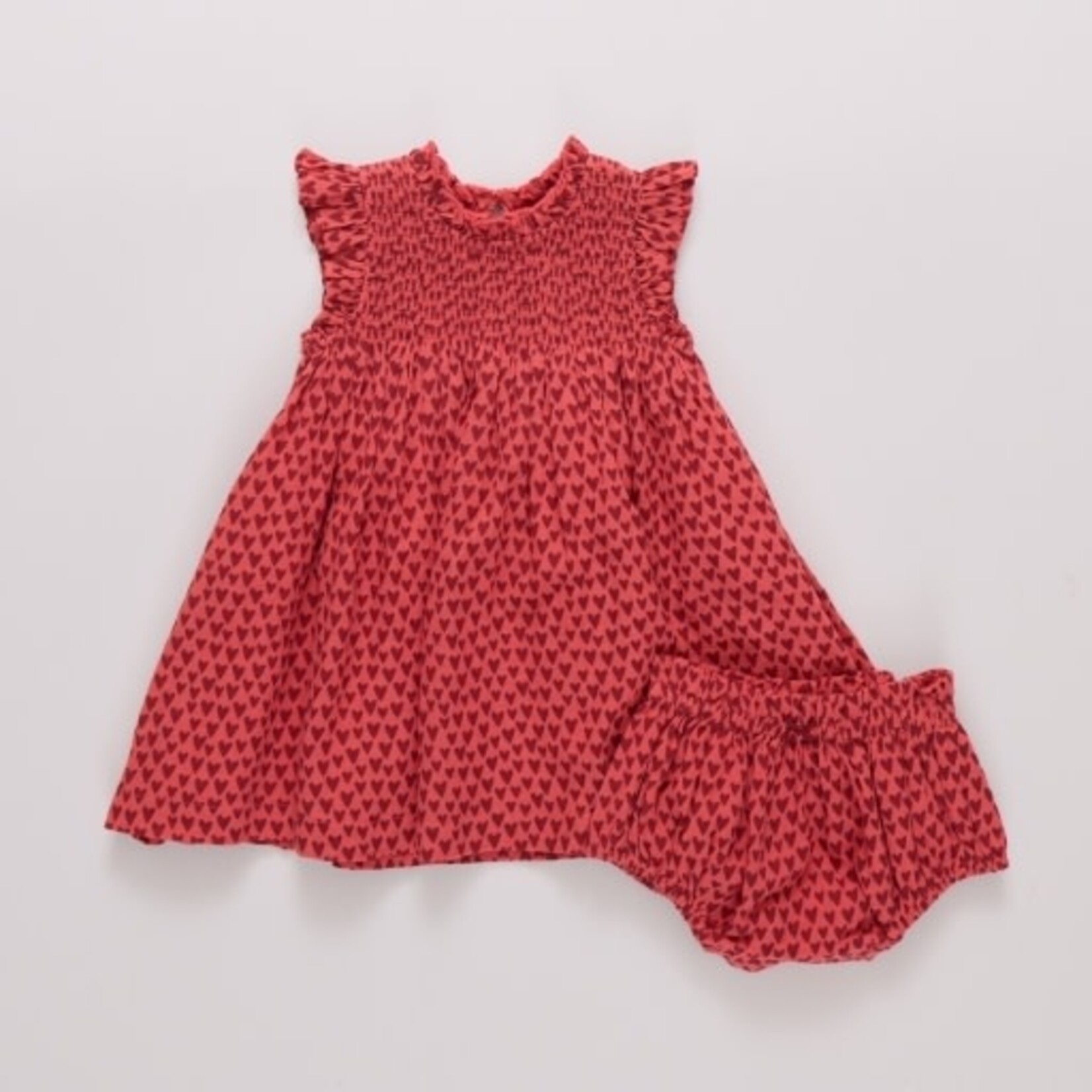 Pink Chicken baby girls stevie dress - red mini hearts