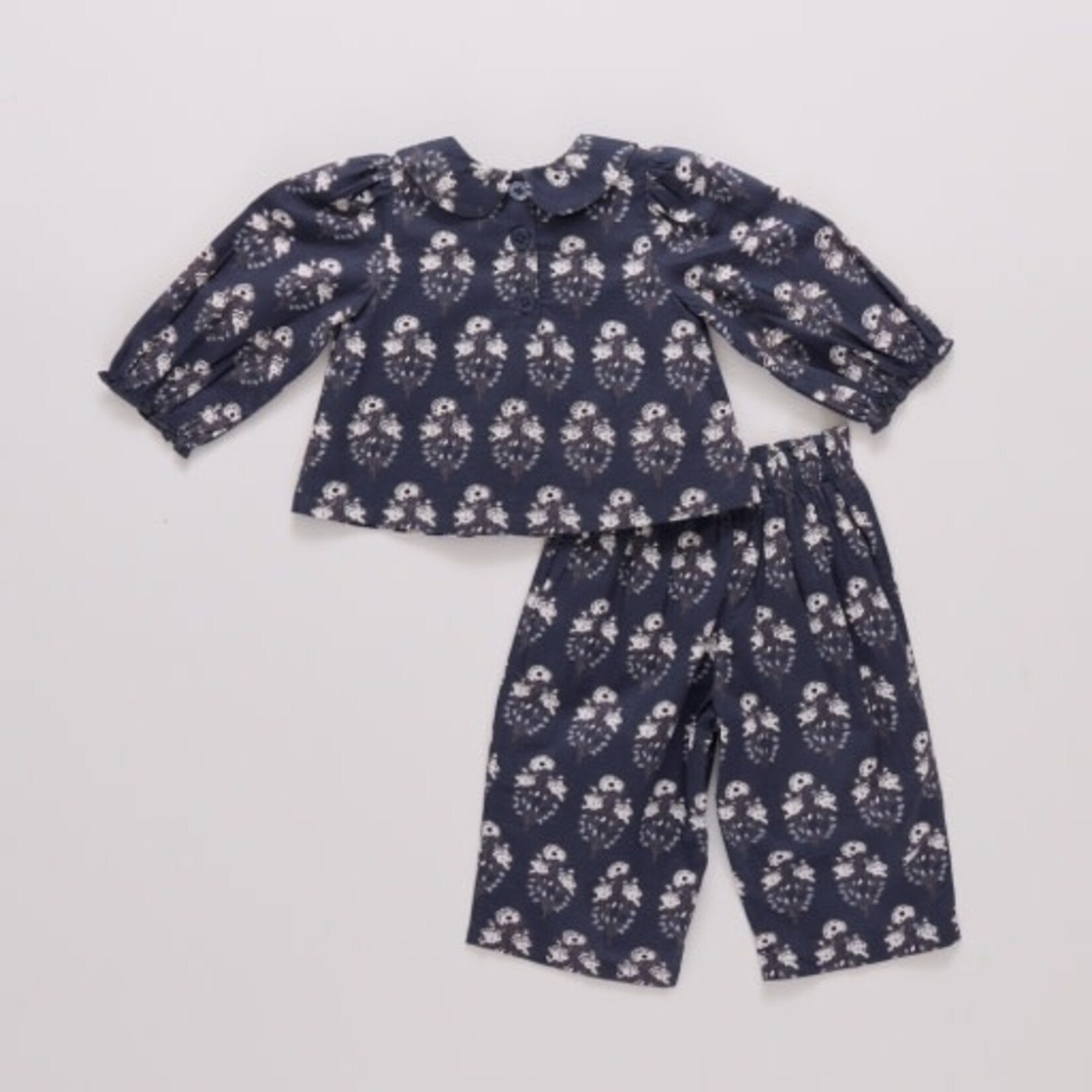 Pink Chicken baby girls dawson 2-piece set - navy strawflower