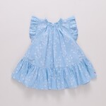 Pink Chicken girls harper dress - blue dewdrop block print