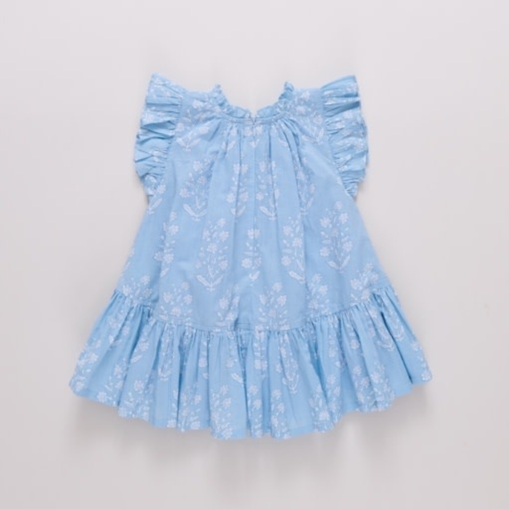 Pink Chicken girls harper dress - blue dewdrop block print